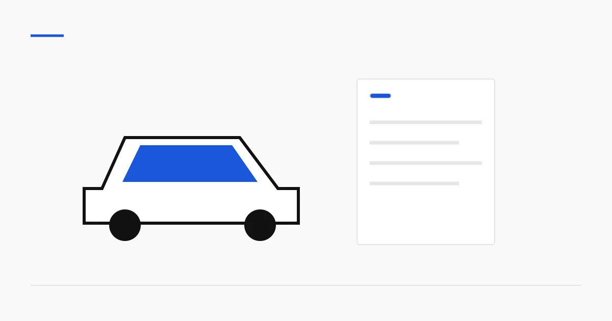 Illustration af en bil med en budgetoversigt og tre udgiftssøjler.